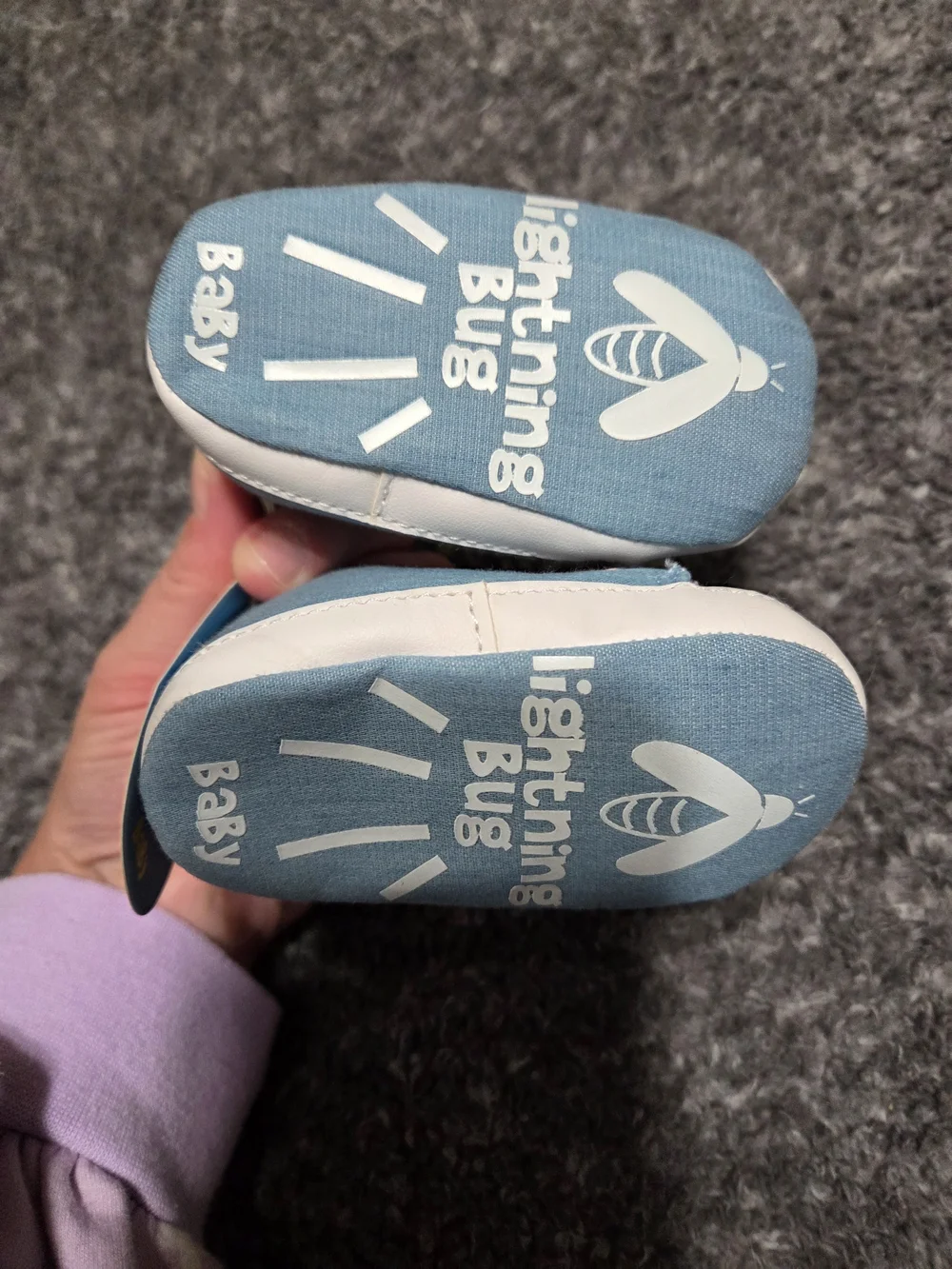 Baby Denim-Look Walker Shoes with Pink Trim And Unicorn